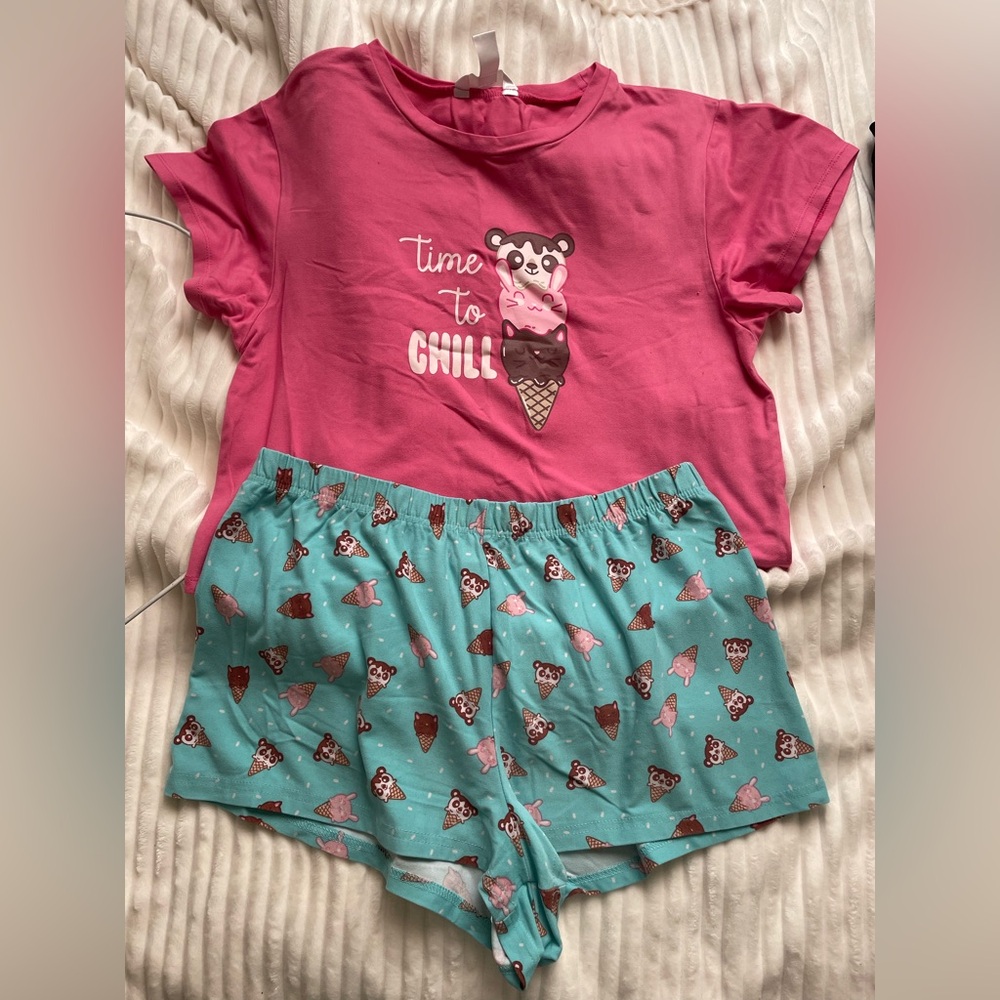 Urban Heritage Pink and Teal Kids Pajama Set